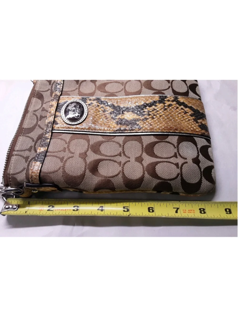 COACH-Sutton-Signature Crossbody-Python Trim-Gold Logo Khaki Jacquard #47875
